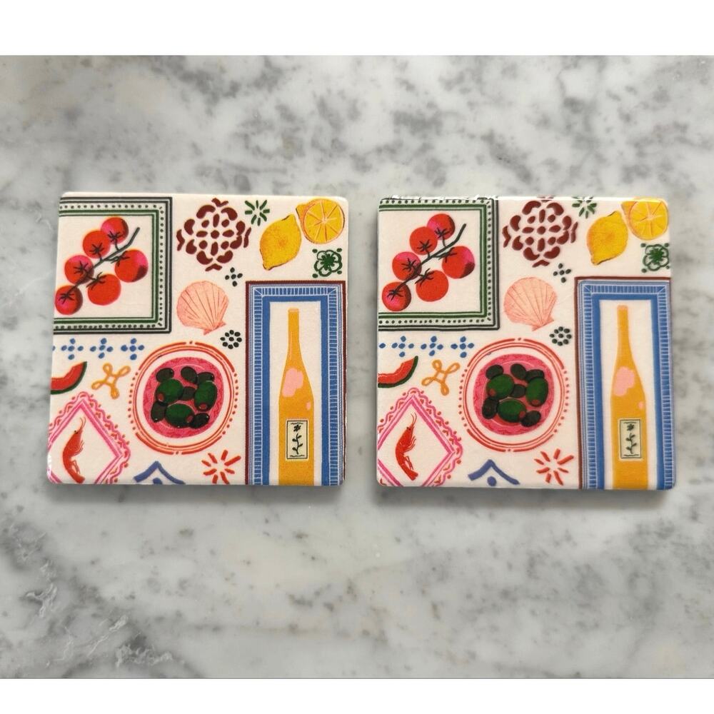 Italian Summer Coasters | Amalfi Coast Tile Coasters | Hostess Gift - Picture 3 of 6